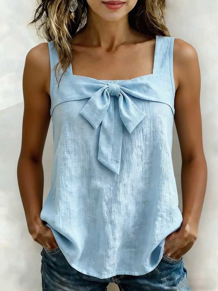 Women's Square-Neck Wide-Strap Sleeveless Tank Top.