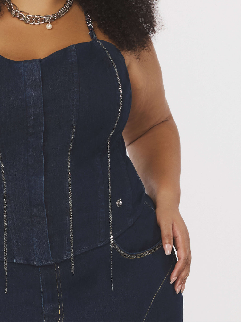 Denim Chain Link Corset