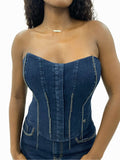 Denim Chain Link Corset