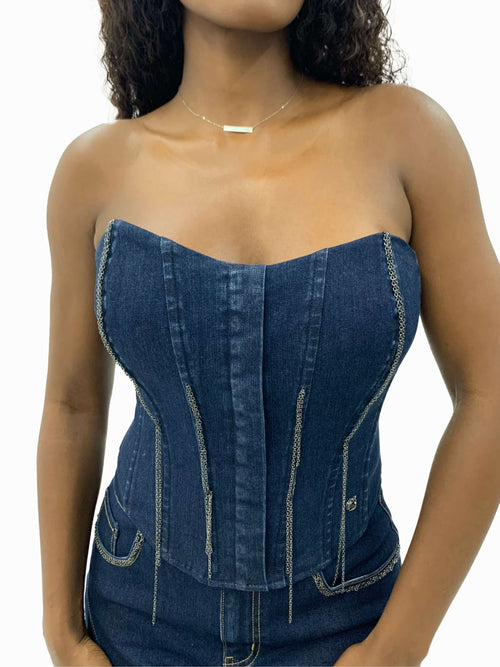 Denim Chain Link Corset.