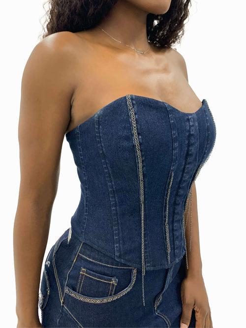 Denim Chain Link Corset.