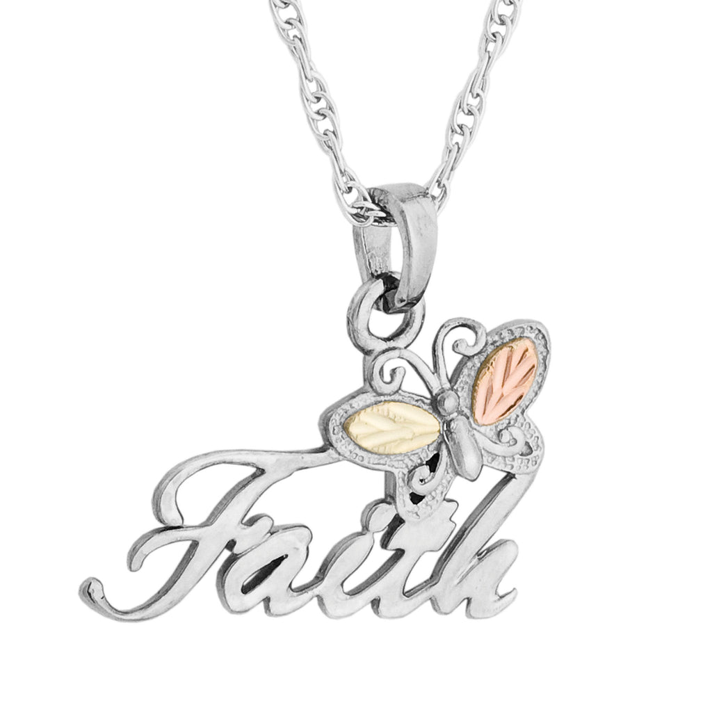 "Faith" - Sterling Silver Black Hills Gold Pendant.