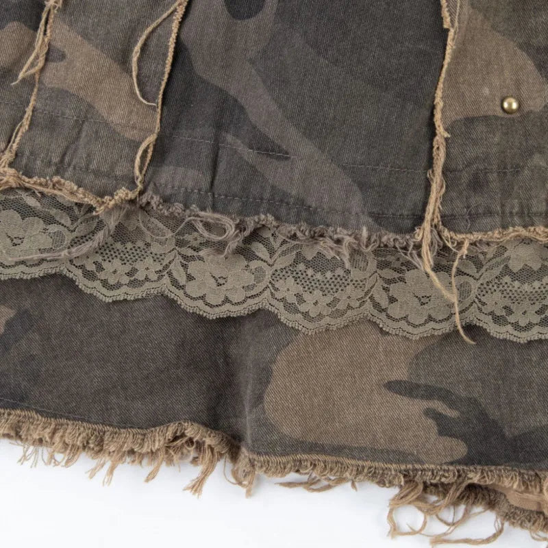 Daring Camouflage Lace Maxi Skirt