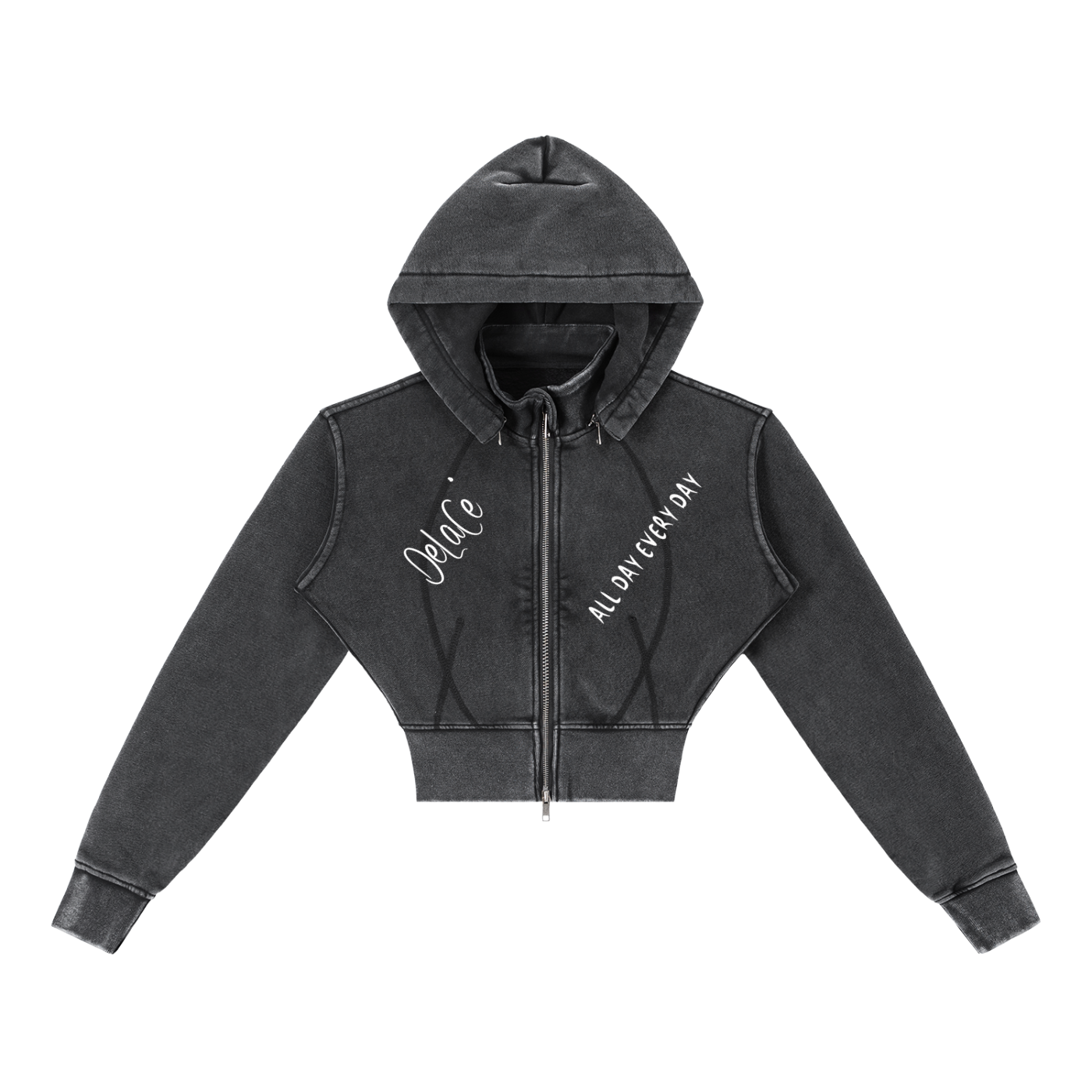 Vintage Washed Cropped Fleece Hoodie