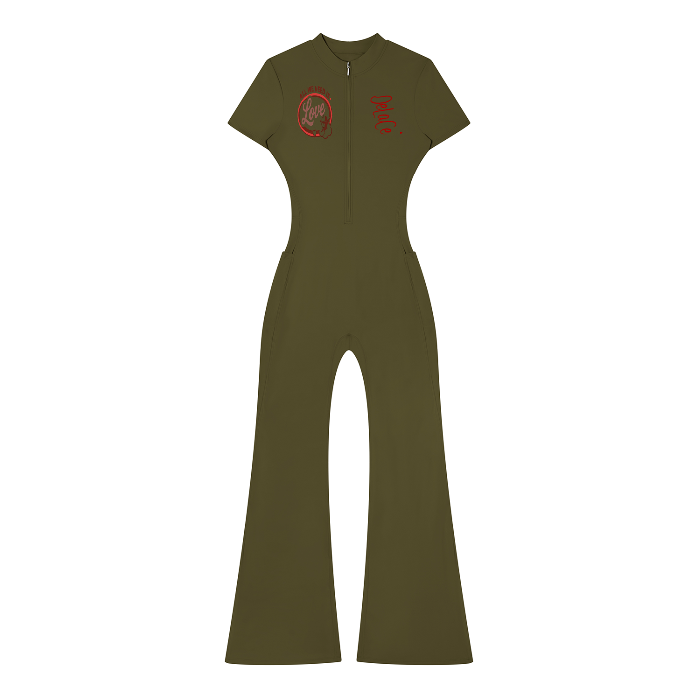 Women’s Tight Flared Leg Quarter-Zip Jumpsuit