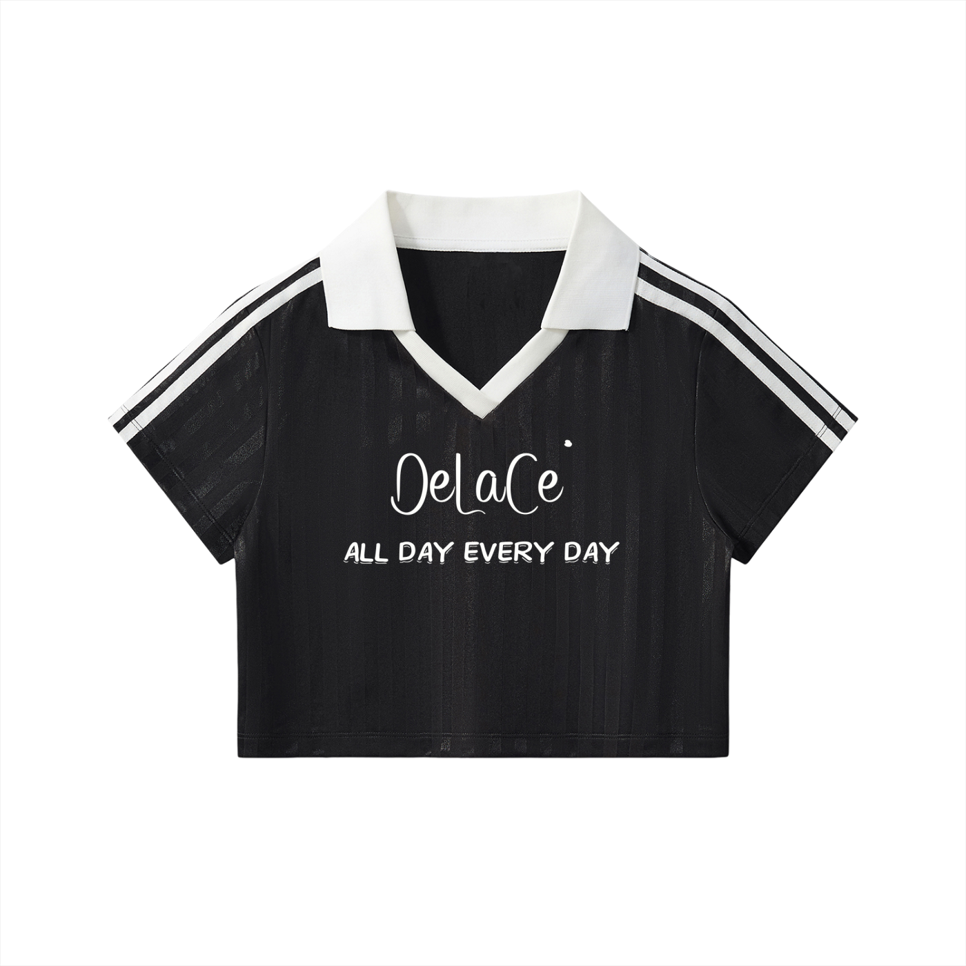 Contrast Collar Striped Cropped Jersey