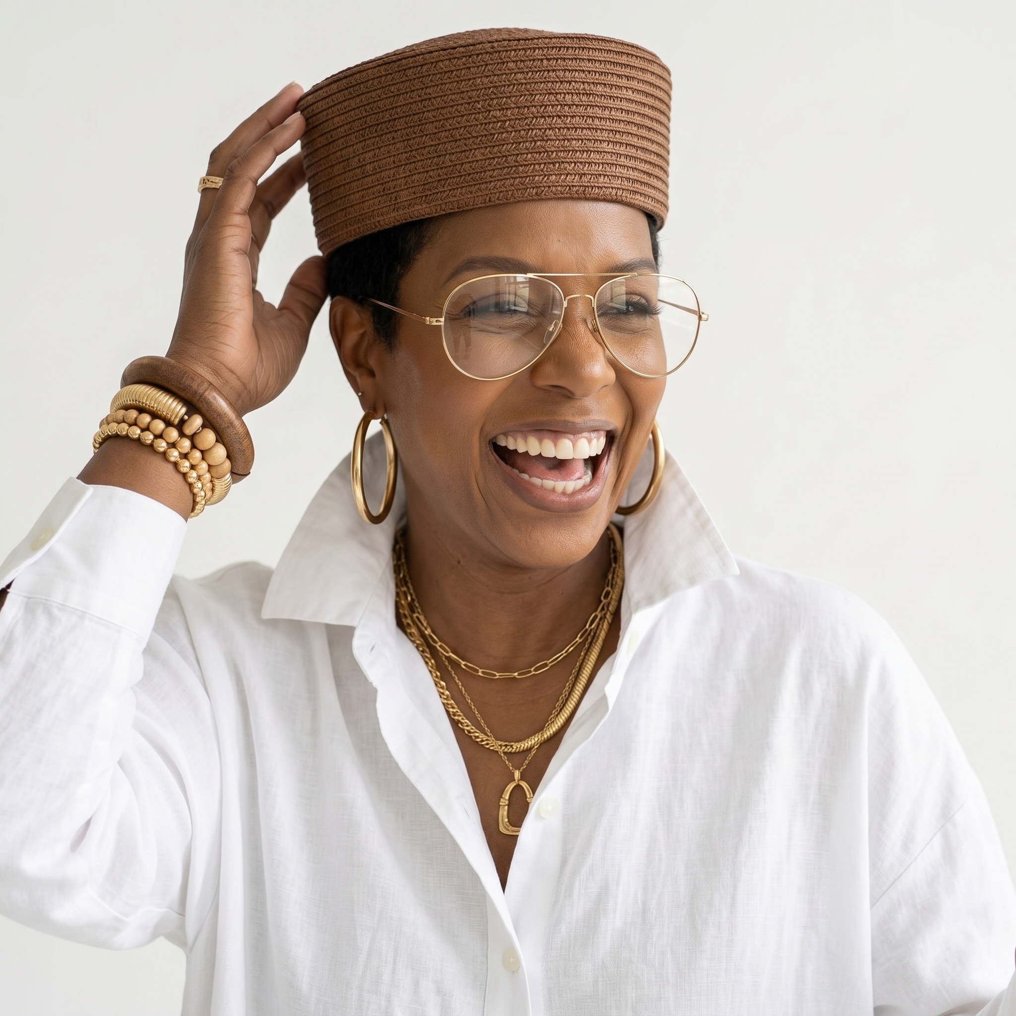 Grounded Straw Flat Pill Box Hat - Coffee